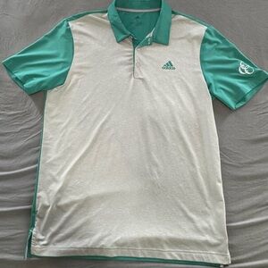 Adidas Men's Teal and Light Gray Polo Shirt